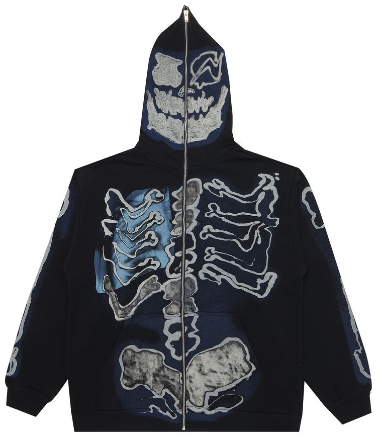 Cactus Jack by Travis Scott For Fragment Skeleton Graffiti Full Zip Hoodie Black