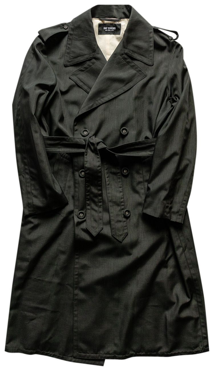 Raf Simons Belted Nylon Trench Coat Black